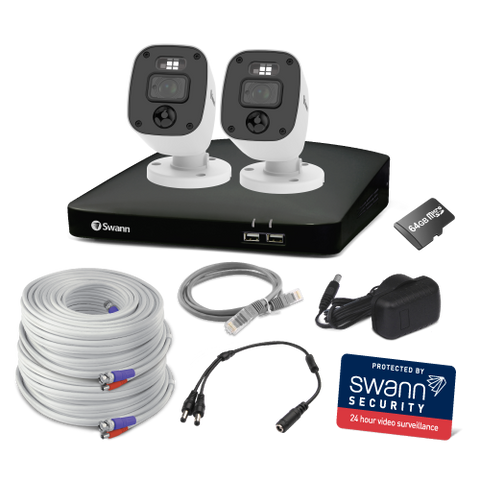Home 2 Camera 4 Channel 1080p Full HD DVR 64GB SD Card Security System with Mic | SWDVK-446852MQB-EU