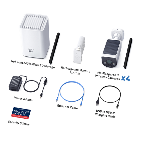 MaxRanger4K™ Solar 4 Camera Security System with Longest Range Wireless | SWNVK-MR4KSD4-EU