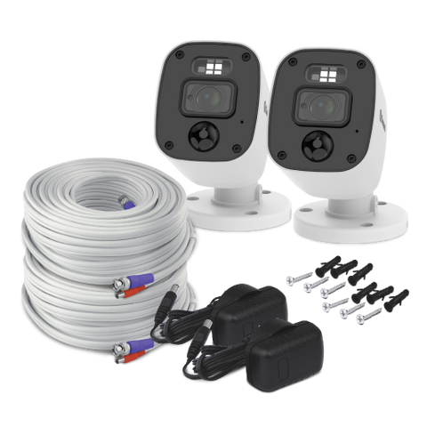 Home 2K DVR Audio/Video Flashing & Spotlight Add-On Bullet Camera 2 Pack | SWPRO-2KMQBPK2